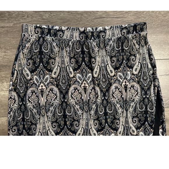 Gilli Black Tan Elastic Waist Side Slit Maxi Skirt Sz XL (READ-see measurements) - Picture 2 of 5